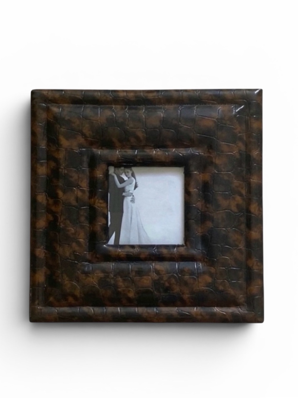 Z Gallerie Black and Dark Brown Embossed Faux Crocodile Leather Picture Frame
